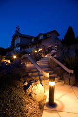Image showing Night Landscaping and Architecture