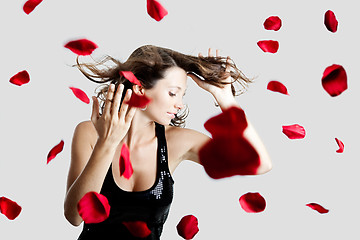 Image showing Rose petals woman