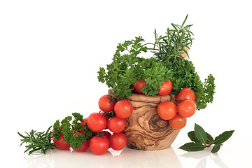 Image showing Tomato and Herb Leaf Selection