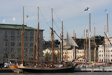 Image showing Old sailing ships in harbor in Helsinki, Finland 