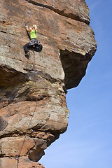 Image showing Rock climbing woman