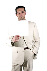 Image showing Businessman holding a blank sign