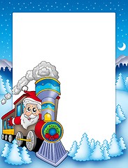 Image showing Frame with Santa Claus and train