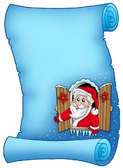 Image showing Blue parchment with Christmas window