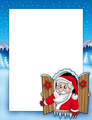 Image showing Christmas frame with Santa in window