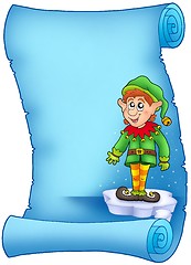 Image showing Blue parchment with Christmas elf