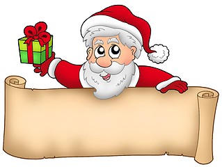 Image showing Christmas banner with Santa and gift