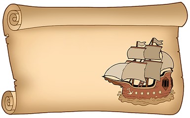 Image showing Parchment with old ship