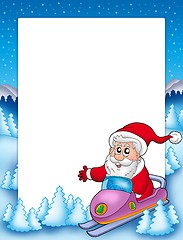 Image showing Frame with Santa Claus on scooter