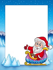 Image showing Christmas frame with Santa on sledge