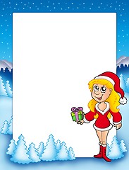 Image showing Christmas frame with cute girl