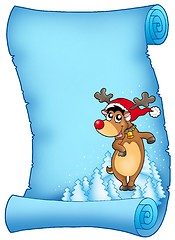 Image showing Blue parchment with Christmas reindeer