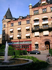 Image showing Grand hotel and fountain, Lund