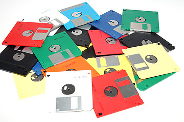 Image showing Many colored compute diskette isolated on white