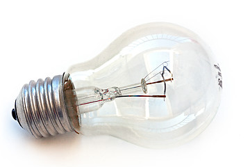 Image showing Clear light bulb with filament showing