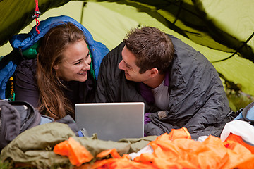 Image showing Camping with Computer