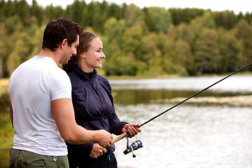 Image showing Man and Woman Fishing