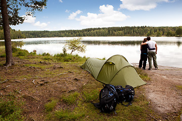 Image showing Camping by Lake