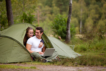 Image showing Camping with Computer