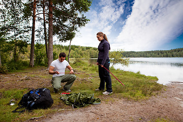 Image showing Setting up Tent