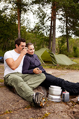 Image showing Camping Couple Cooking