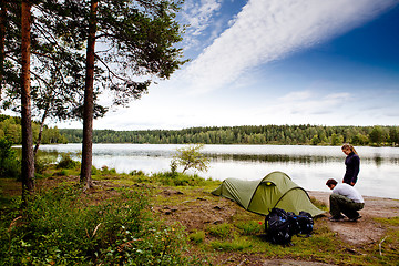 Image showing Camping by Lake