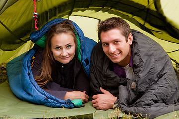 Image showing Happy Couple in Tent