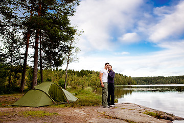 Image showing Camping by Lake