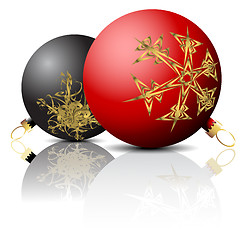 Image showing Black and red Christmas bulbs