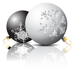 Image showing Black and white Christmas bulbs