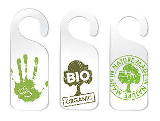 Image showing Set of three tags for organic products