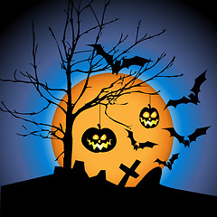 Image showing Halloween illustration with pumpkins