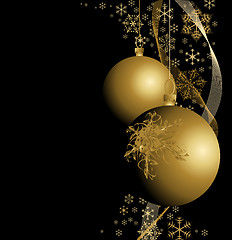 Image showing Golden Christmas bulbs