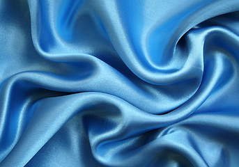 Image showing Smooth elegant blue silk as background