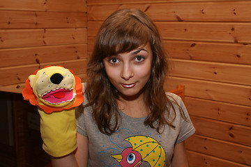 Image showing Girl with soft toy on hand