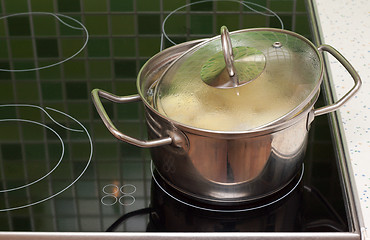 Image showing Saucepan with boilling food