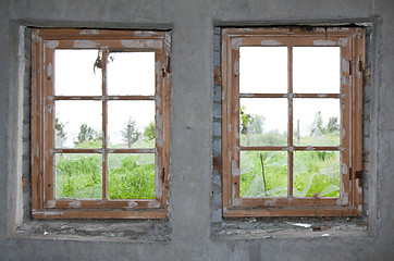 Image showing Two old windows