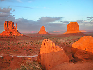 Image showing Sunset in Monument Valley, U.S.A., August 2004