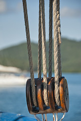 Image showing Ropes and Pulley, Whitsunday Islands, Queensland, Australia, Aug