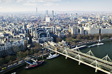 Image showing Hungerford Bridge seen from London Eye