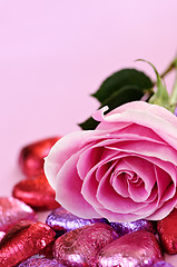 Image showing Valentine rose and candy