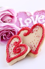 Image showing Valentines cookies and roses