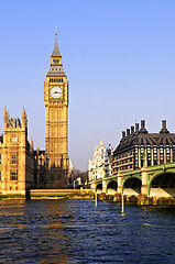 Image showing Big Ben and Westminster bridge