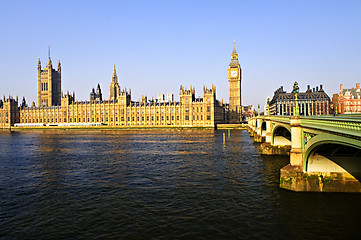 Image showing Palace of Westminster and bridge