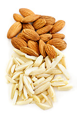 Image showing Slivered and whole almonds