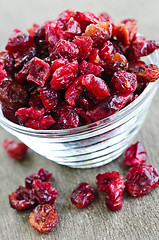 Image showing Bowl of dried cranberries