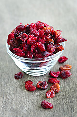 Image showing Bowl of dried cranberries