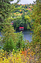 Image showing Fall forest and lake