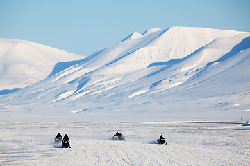 Image showing Snowmobile in Svalbard