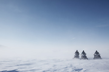 Image showing Snowmobile in Storm